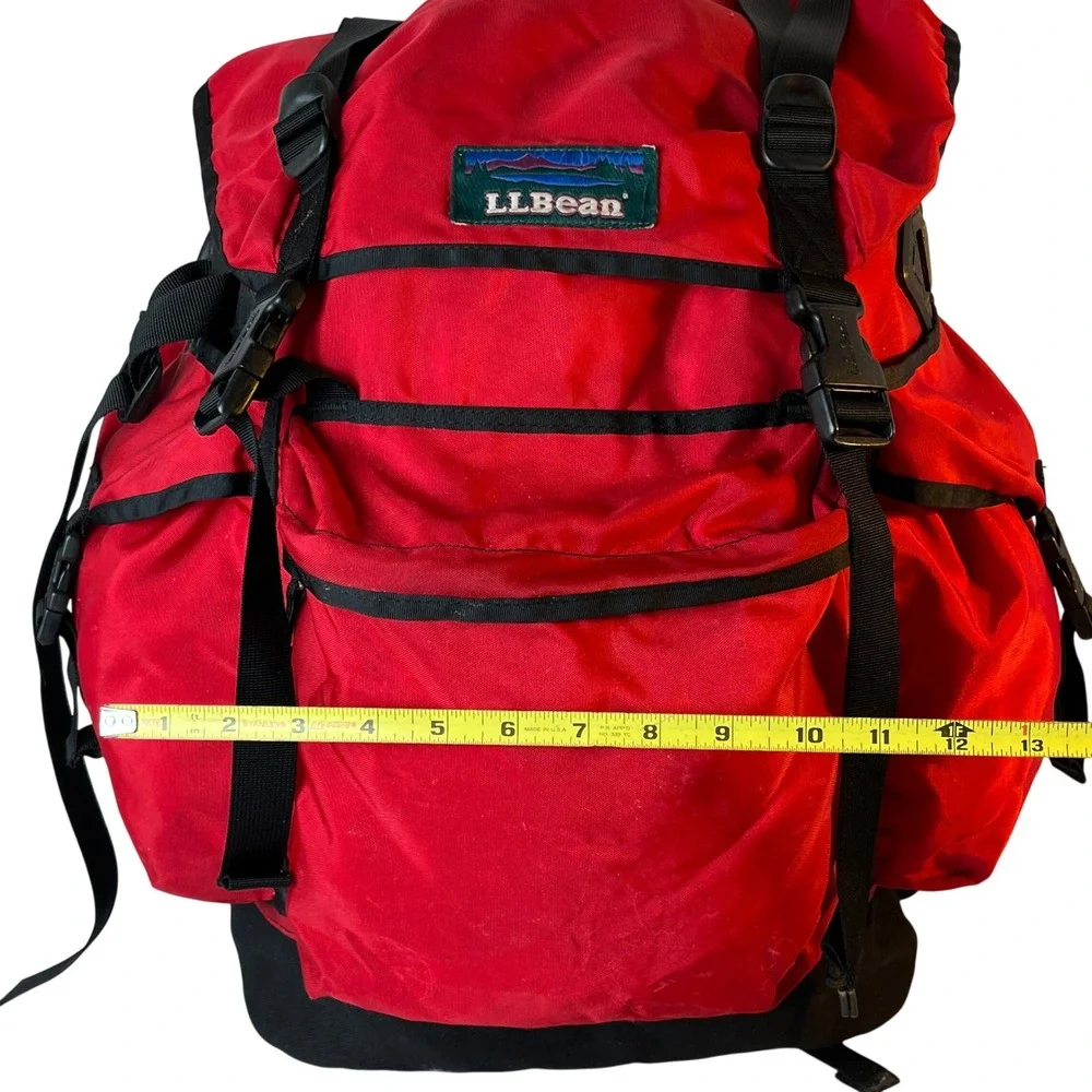 Vintage LL Bean Continental Rucksack Hiking Backpack Red Black Pack